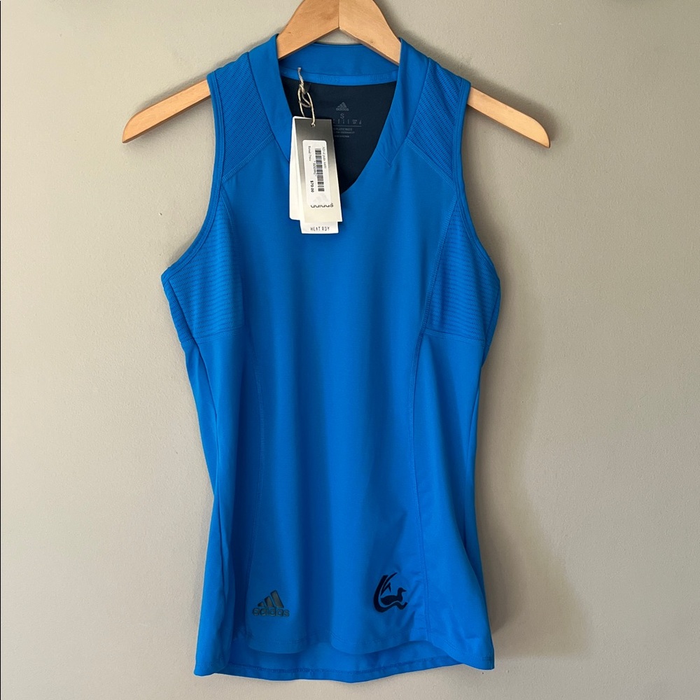 New! Adidas Women's Heat Rdy Sleeveless Polo Golf Shirt Blue NWT